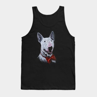 Bull Terrier With Red Bow Tie Acrylic Painting Portrait Tank Top